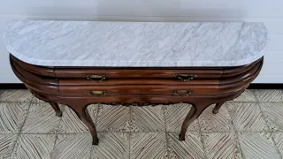 Mesa consola de madera y mármol