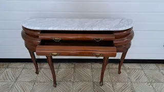 Mesa consola de madera y mármol