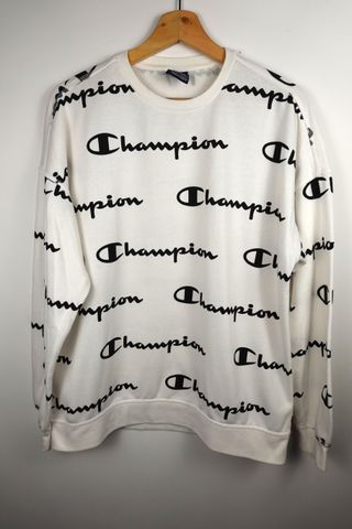 Sudadera Champion Blanca Estampada Talla XXL