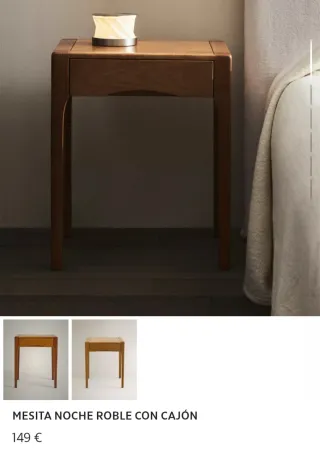 Mesilla de roble con cajón