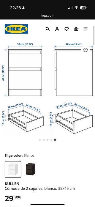 Comodini KULLEN IKEA bianchi