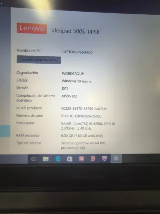 Portátil Lenovo Plata y Negro