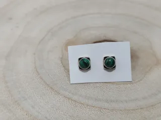 Pendientes Plata Cuadrados Malaquita