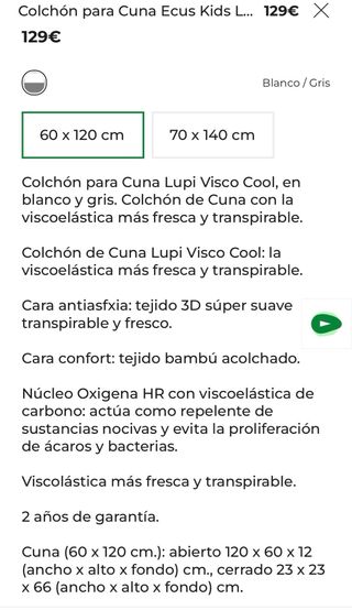 Cuna convertible en cama, incluye colchón ECUS