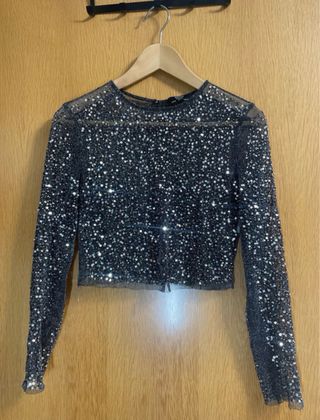 Top lentejuelas brillo S
