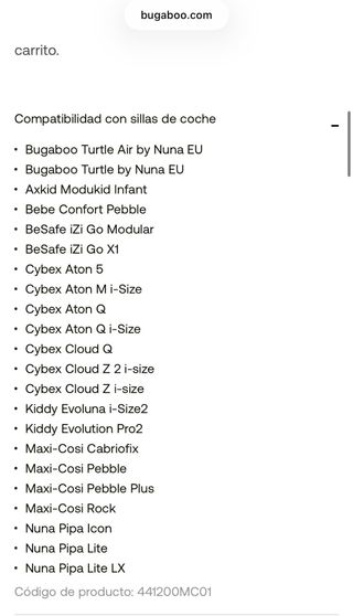 Adaptador Silla Maxicosi Bugaboo