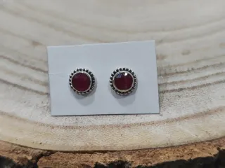Pendientes Plata Ley Rubí