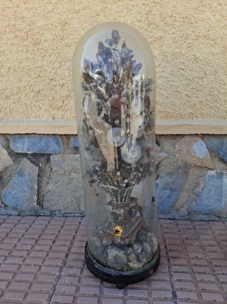 Pareja fanales antiguos con flores secas