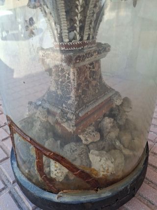 Pareja fanales antiguos con flores secas