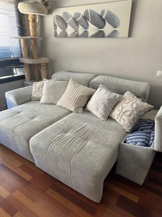 Sofá modular tela beige y gris