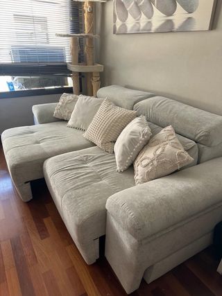 Sofá modular tela beige y gris