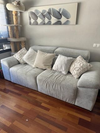 Sofá modular tela beige y gris