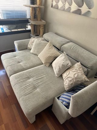 Sofá modular tela beige y gris