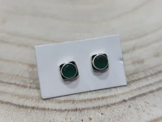 Pendientes Cuadrados Plata Ley Esmeralda
