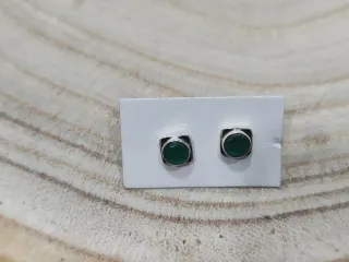 Pendientes Cuadrados Plata Ley Esmeralda