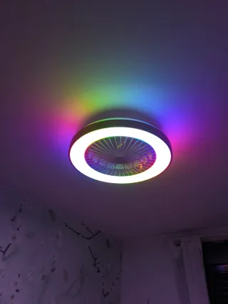 Lámpara Ventilador Techo Madera y Plástico