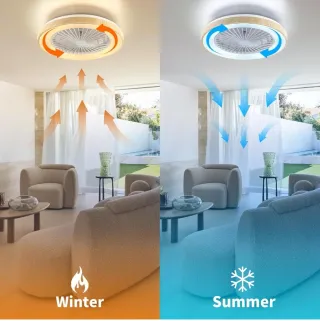 Lámpara Ventilador Techo Madera y Plástico