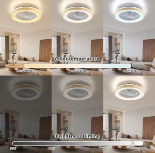 Lámpara Ventilador Techo Madera y Plástico