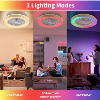 Lámpara Ventilador Techo Madera y Plástico