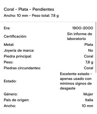 Conjunto Collar y Pendientes Corales