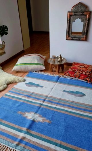 Tappeto Kilim fatto a mano in cotone