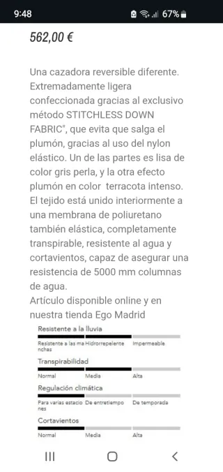 Cazadora Roberto Ricci Designs RRD. Talla S