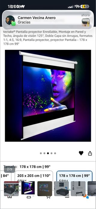 Proyector Excelvan y Pantalla para pared