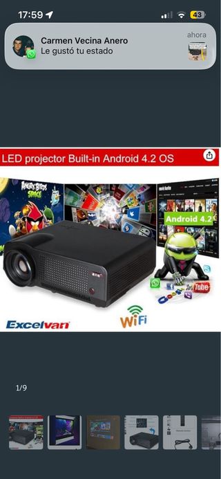 Proyector Excelvan y Pantalla para pared