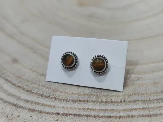 Pendientes Plata Ley Ojo Tigre Marrón