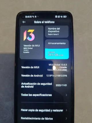 Xiaomi Redmi Note 9 Negro Móvil 3 Ram 64 GB
