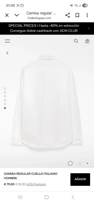 Camisa Adolfo Domínguez Blanca Talla L