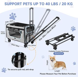 Transportín Mascotas con Ruedas Gris