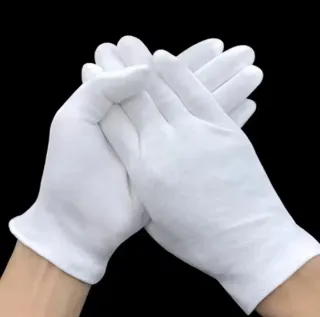 12 Pares Guantes Algodón Blancos