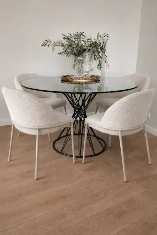 Juego de 5 Sillas Tapizadas Beige