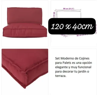 Set di cuscini per pallet granata 120x40cm