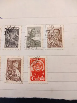 9 Sellos Antiguos CCCP Rusia y Finlandia son nueve