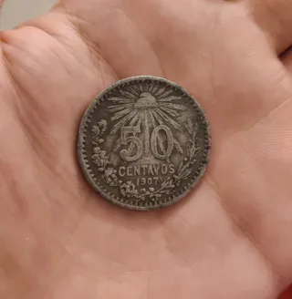 Moneda Plata 50 Centavos México 1907