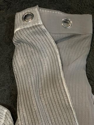 Cortinas Algodón Hilo Metalizado Plata Gris