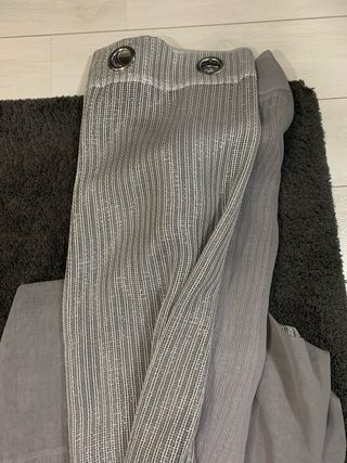 Cortinas Algodón Hilo Metalizado Plata Gris