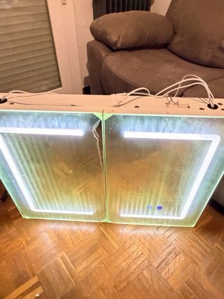 Armario Baño Espejo LED Plata Blanco