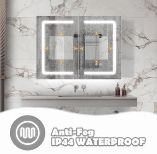 Armario Baño Espejo LED Plata Blanco