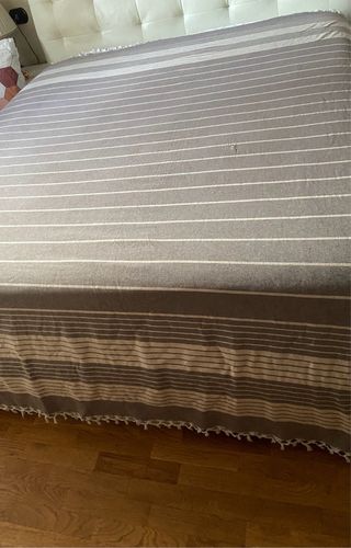 Telo cotone beige/marrone con frange