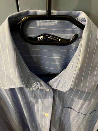Camisa oversize rayas azul L Zara