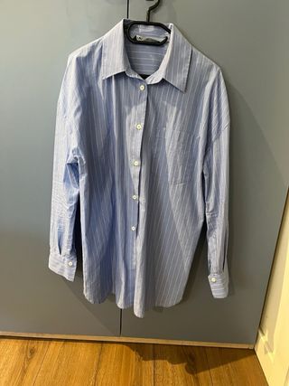 Camisa oversize rayas azul L Zara