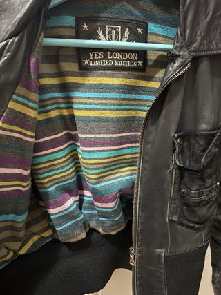 YES LONDON Giubbotto Pelle Nero Multicolor