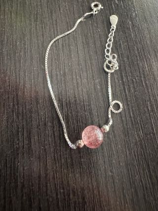 Pulsera Plata S925 con Piedra Rosa