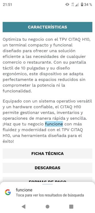 TPV Android CITAQ H10 Impresora Termica
