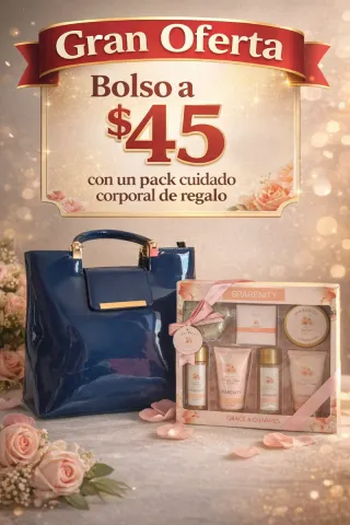 Bolso azul marino con pack regalo