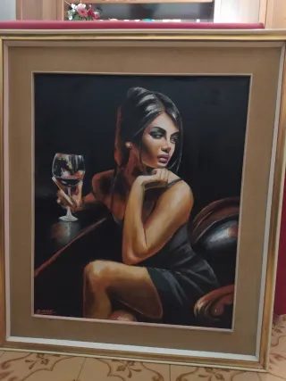 Quadro dipinto a mano donna olio su tela 75x65