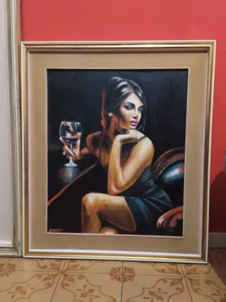 Quadro dipinto a mano donna olio su tela 75x65